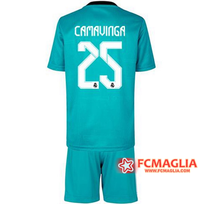 Maglie Calcio Real Madrid (Camavinga 25) Bambino Terza 2021/2022