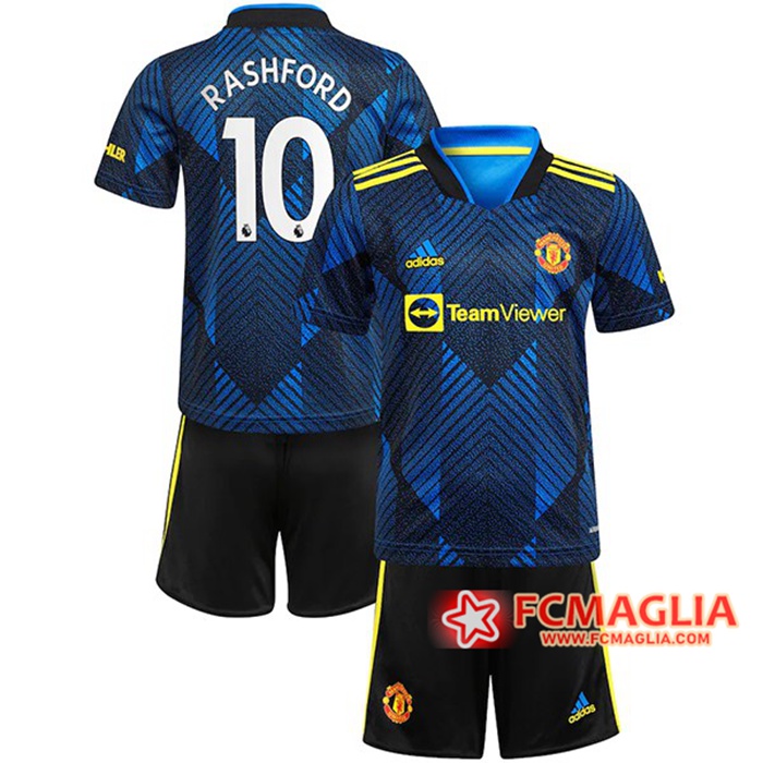 Maglie Calcio Manchester United (Rashford 10) Bambino Terza 2021/2022