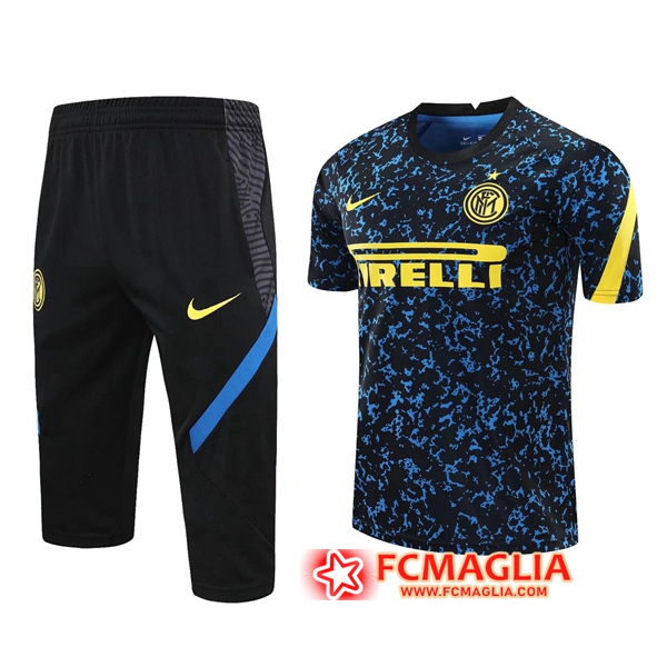 Kit Maglia Allenamento Inter Milan + Pantaloni 3/4 Blu 2020/2021