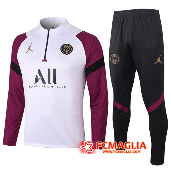 Tuta Allenamento PSG Jordan Bianco/Violet 2020/2021 Giacca con cappuccio + Pantaloni