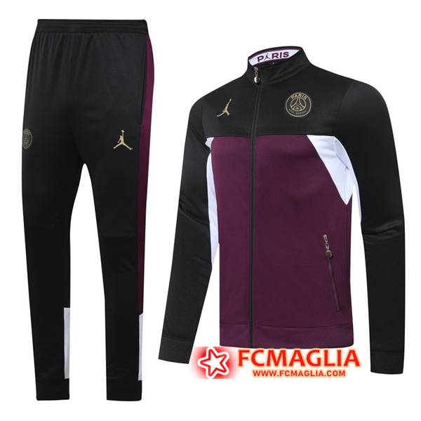 Tuta Allenamento PSG Jordan Nero/Violet 2020/2021 Giacca con cappuccio + Pantaloni