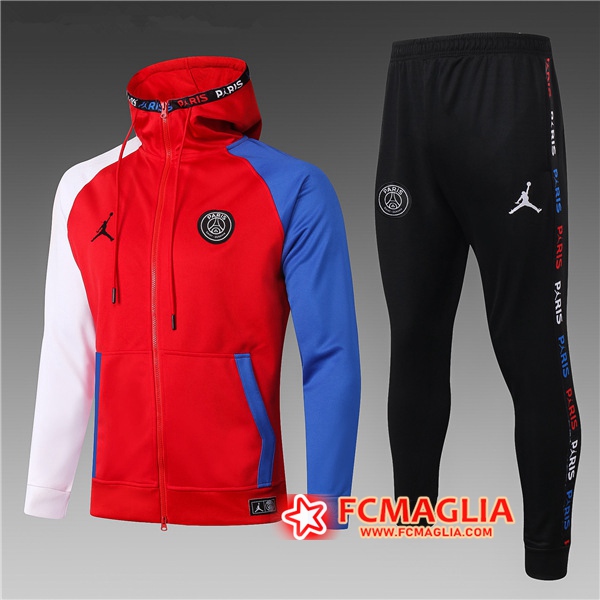 Tuta Allenamento PSG Jordan Bambino Rosso 2020/2021 - Giacca con cappuccio + Pantaloni
