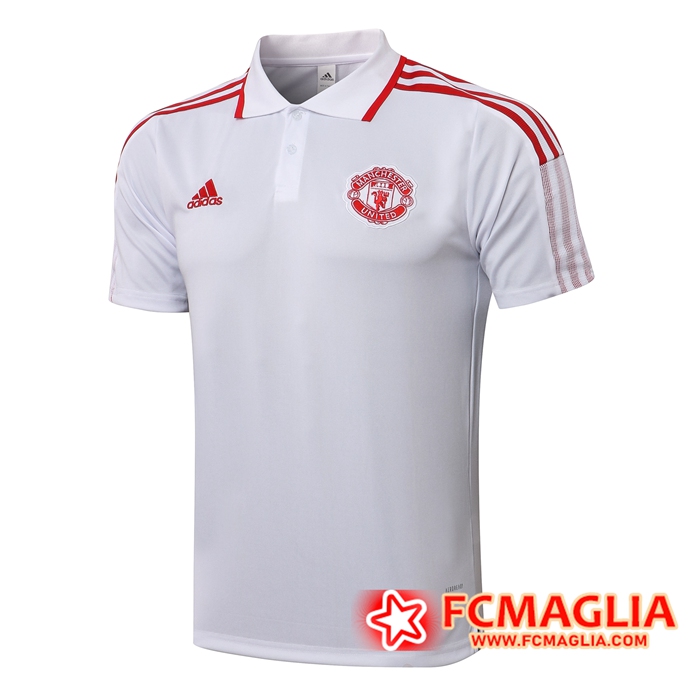 Maglia Polo Manchester United Rosso/Bianca 2021/2022 -01