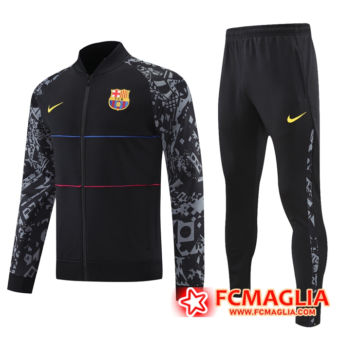 Insieme Tuta Calcio - Giacca FC Barcellona Nero/Grigio 2021/2022