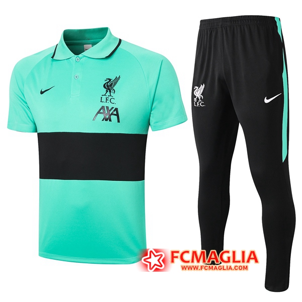Kit Maglia Polo FC Liverpool + Pantaloni Verde/Nero 2020/2021
