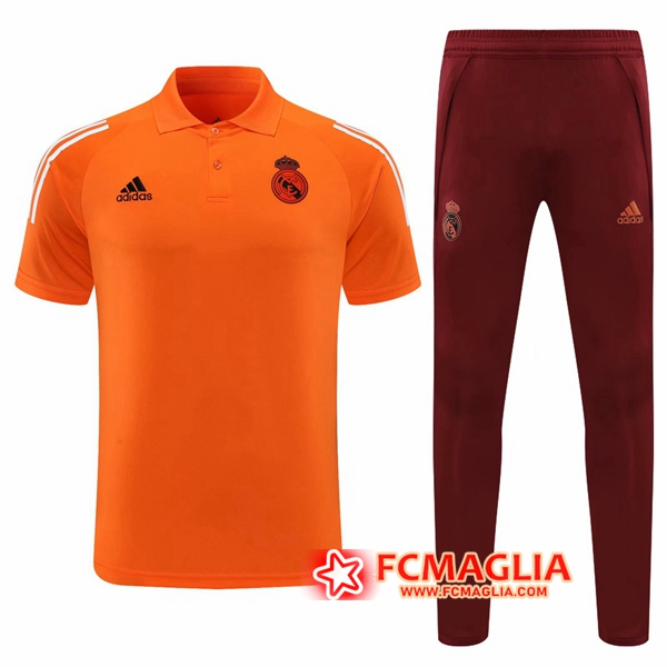 Kit Maglia Polo Real Madrid + Pantaloni Arancione 2020/2021