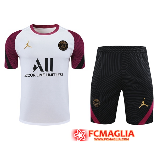 Kit Maglia Allenamento PSG Jordan + Shorts Bianco 2020/2021