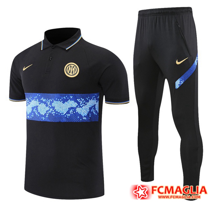 Kit Maglia Polo Inter Milan + Pantaloni Nero/Blu 2021/2022