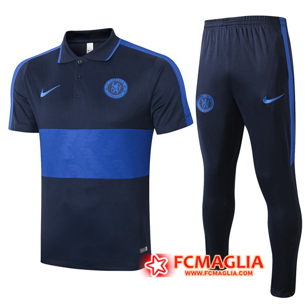 Kit Maglia Polo FC Chelsea + Pantaloni Blu Reale 2020/2021