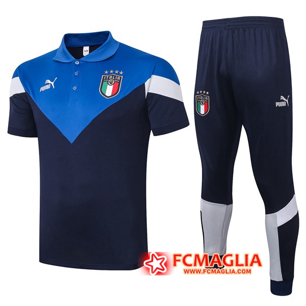Kit Maglia Polo Italia + Pantaloni Blu 2020/2021