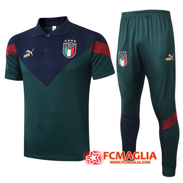 Kit Maglia Polo Italia + Pantaloni Verde 2020/2021