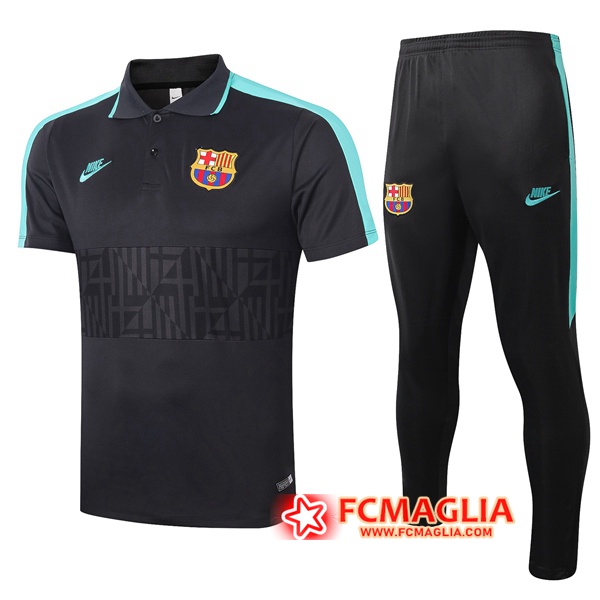 Kit Maglia Polo FC Barcellona + Pantaloni Nero 2020/2021