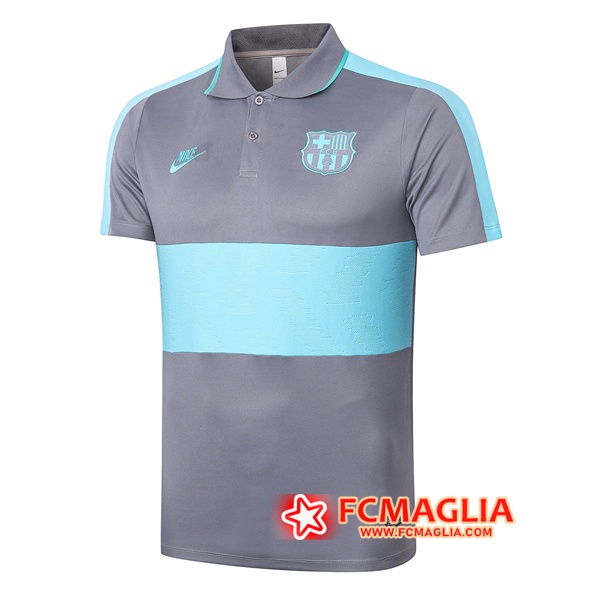 Maglia Polo FC Barcellona Grigio Blu 2020/2021