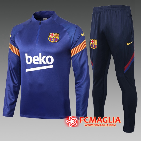 Tuta Allenamento FC Barcellona Bambino Blu 2020/2021 - Felpa + Pantaloni