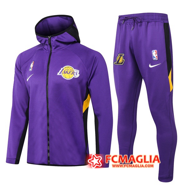 Tuta Allenamento Los Angeles Lakers Porpora 2020/2021 Giacca con cappuccio + Pantaloni