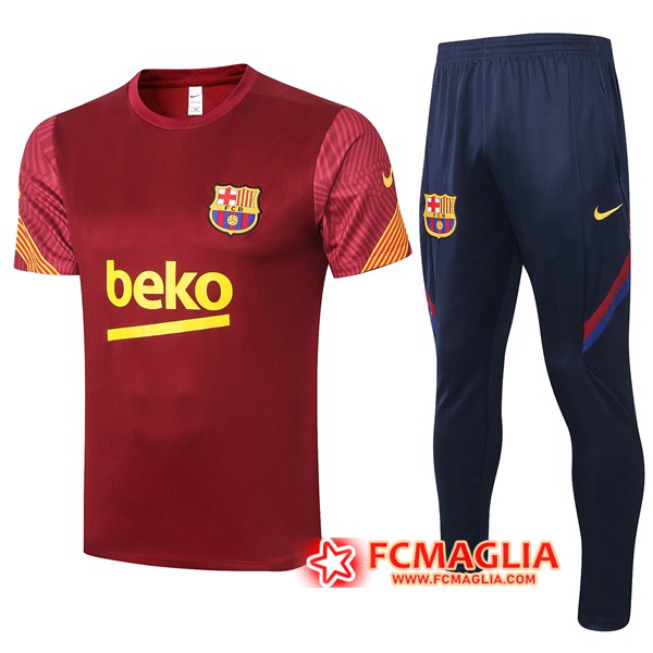 Kit Maglia Allenamento FC Barcellona Pantaloni Rosso 2020/21 ...