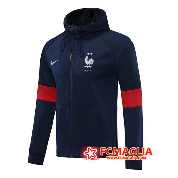 Giacca Calcio Con Cappuccio Francia Blu Royal 2020/2021