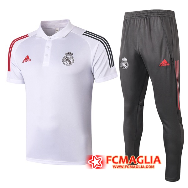 Kit Maglia Polo Real Madrid + Pantaloni Bianco 2020/2021
