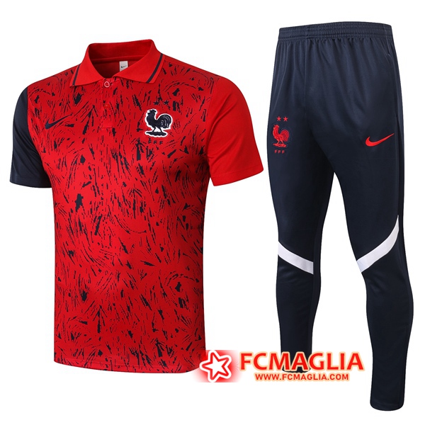 Kit Maglia Polo Francia + Pantaloni Rosso 2020/2021
