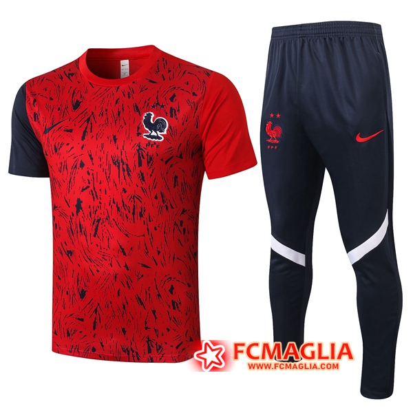 Kit Maglia Allenamento Francia + Pantaloni Rosso 2020/2021
