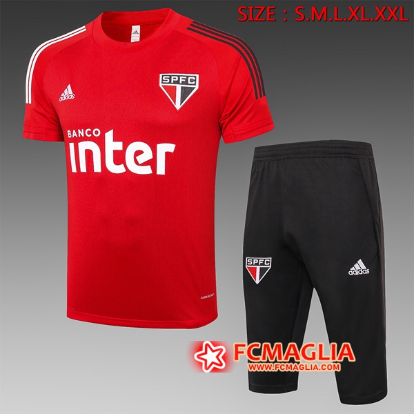 Kit Maglia Allenamento Sao Paulo FC + Pantaloni 3/4 Rosso 2020/2021