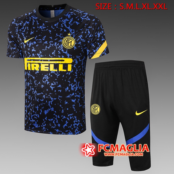 Kit Maglia Allenamento Inter Milan + Pantaloni 3/4 Blu 2020/2021