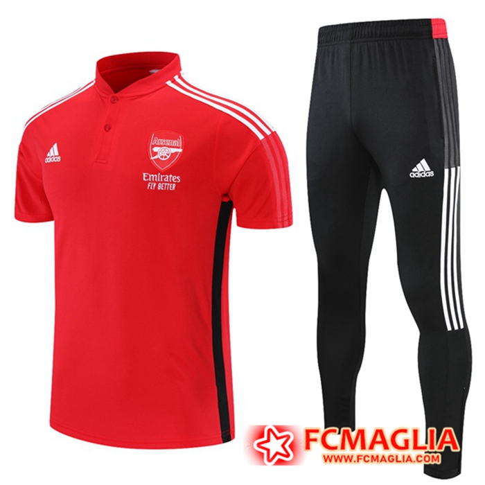 Kit Maglia Polo FC Arsenal + Pantaloni Nero/Bianca/Rosso 2021/2022
