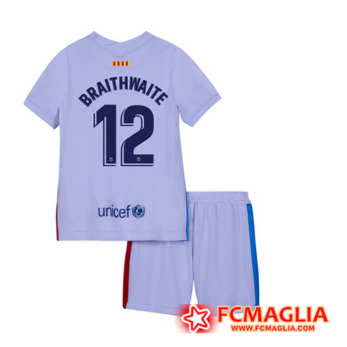 Maglie Calcio FC Barcellona (Martin Brathwaite 12) Bambino Seconda 2021/2022