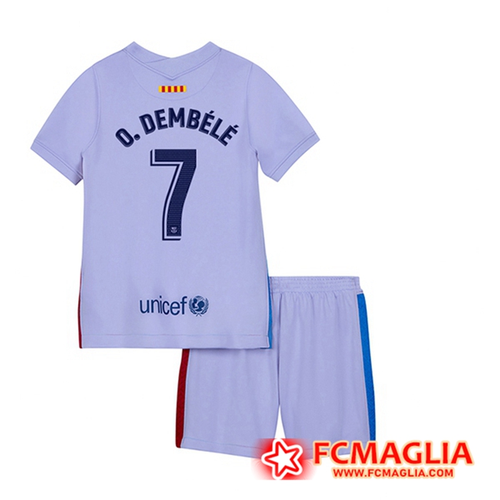 Maglie Calcio FC Barcellona (Ousmane Dembele 7) Bambino Seconda 2021/2022