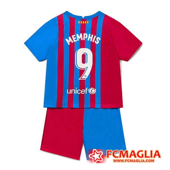 Maglie Calcio FC Barcellona (Memphis 9) Bambino Prima 2021/2022