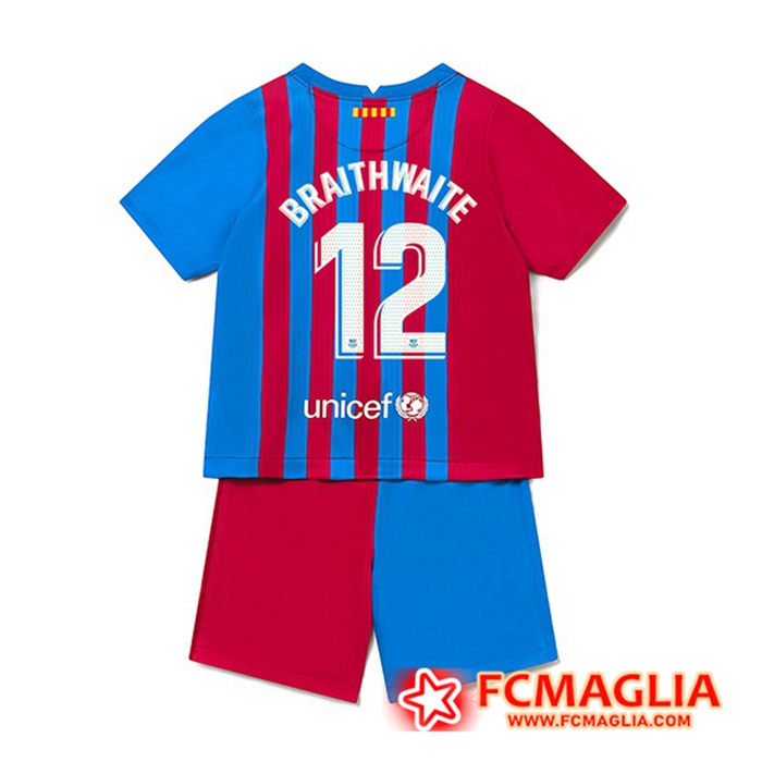 Maglie Calcio FC Barcellona (Martin Brathwaite 12) Bambino Prima 2021/2022