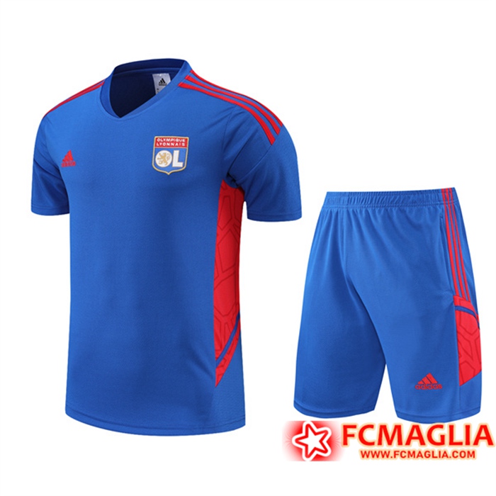Kit Maglia Allenamento Lione + Pantaloncini Blu 2022/2023