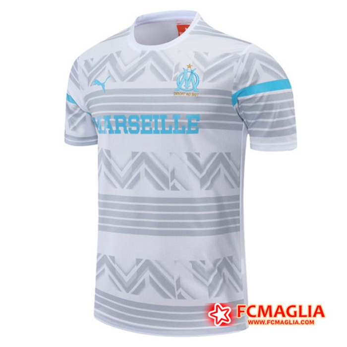 T Shirt Allenamento Marsiglia OM Bianco/Grigio 2022/2023