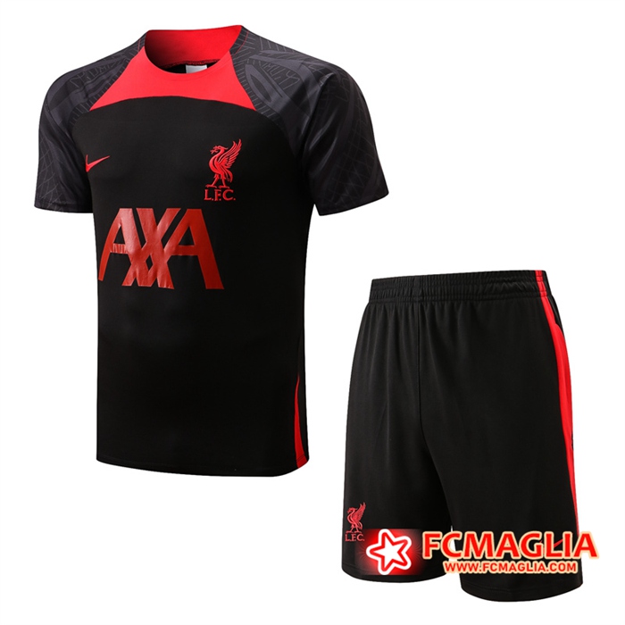 T Shirt Allenamento + Pantaloncini FC Liverpool Nero 2022/2023