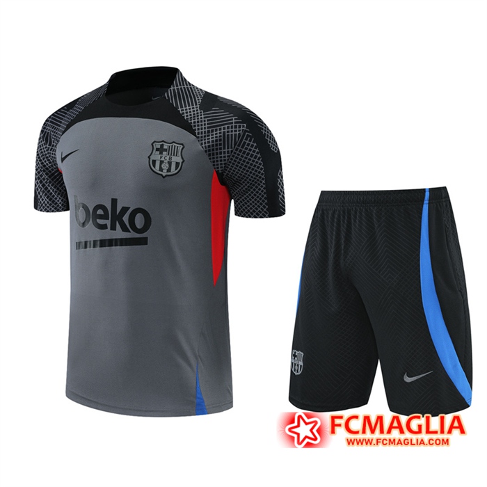 T Shirt Allenamento + Pantaloncini FC Barcellona Grigio 2022/2023