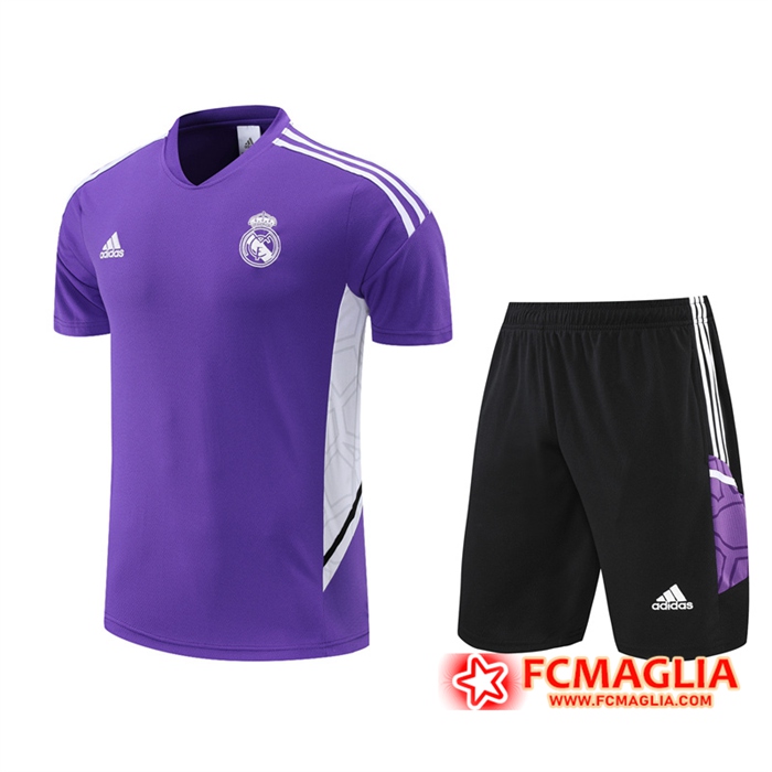 T Shirt Allenamento + Pantaloncini Real Madrid viola 2022/2023