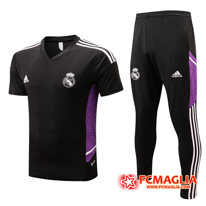 T Shirt Allenamento + Pantaloni Real Madrid Nero 2022/2023