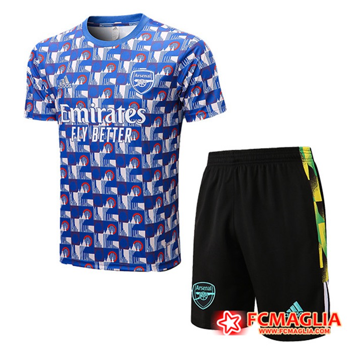 T Shirt Allenamento + Pantaloncini Arsenal Blu/Bianco 2022/2023
