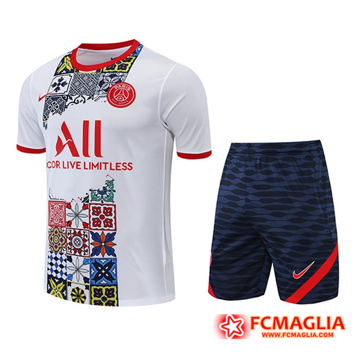T Shirt Allenamento + Pantaloncini PSG Rosso/Bianco 2022/2023