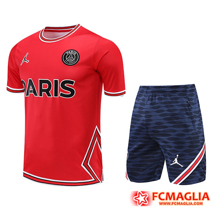 T Shirt Allenamento + Pantaloncini Jordan PSG Rosso 2022/2023