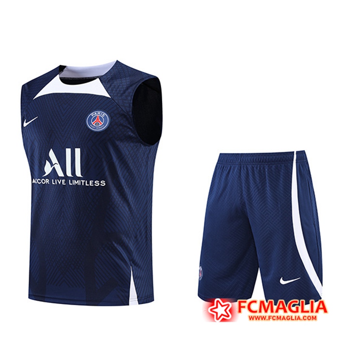 Canotta Allenamento + Pantaloncini PSG blu navy/Bianco 2022/2023