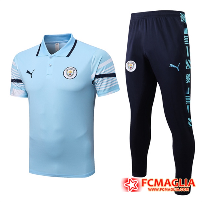 Kit Maglia Polo Manchester City Azzurro 2022/2023