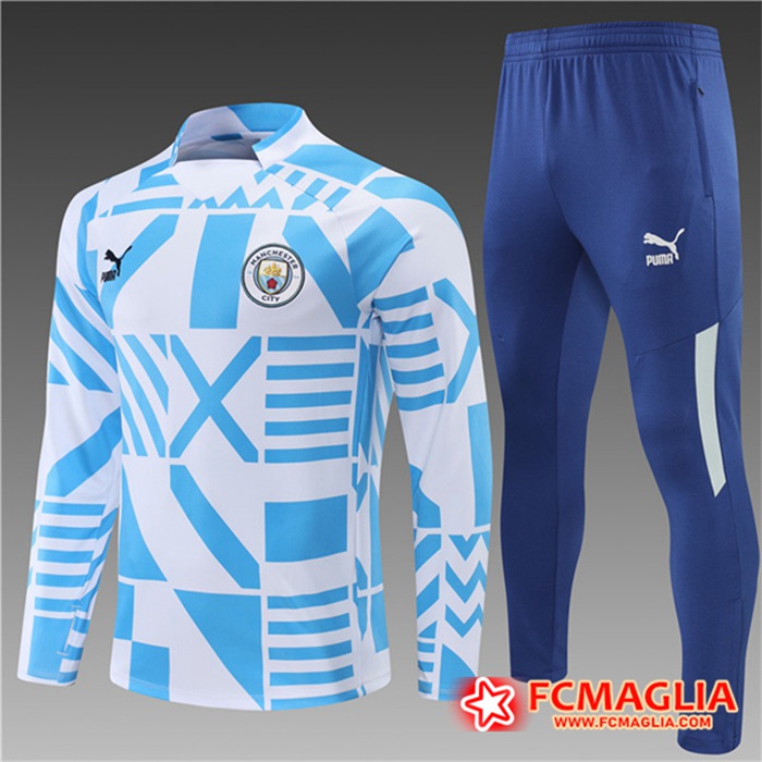 Insieme Tuta Calcio Manchester City Bambino Blu/Bianco 2022/2023