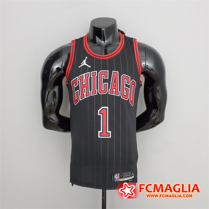 Maglia Chicago Bulls (Rosa #1) Nero 75th Anniversary