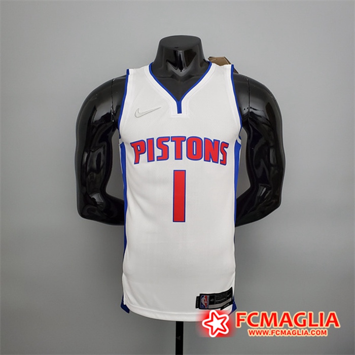 Maglia Detroit Pistons (Iverson #1) Bianco 75th Anniversary