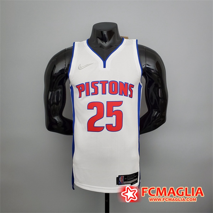 Maglia Detroit Pistons (Rosa #25) Bianco 75th Anniversary