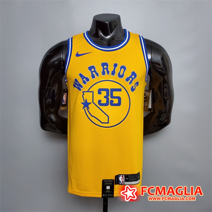 Maglia Golden State Warriors (Durant #35) Giallo Retro Version