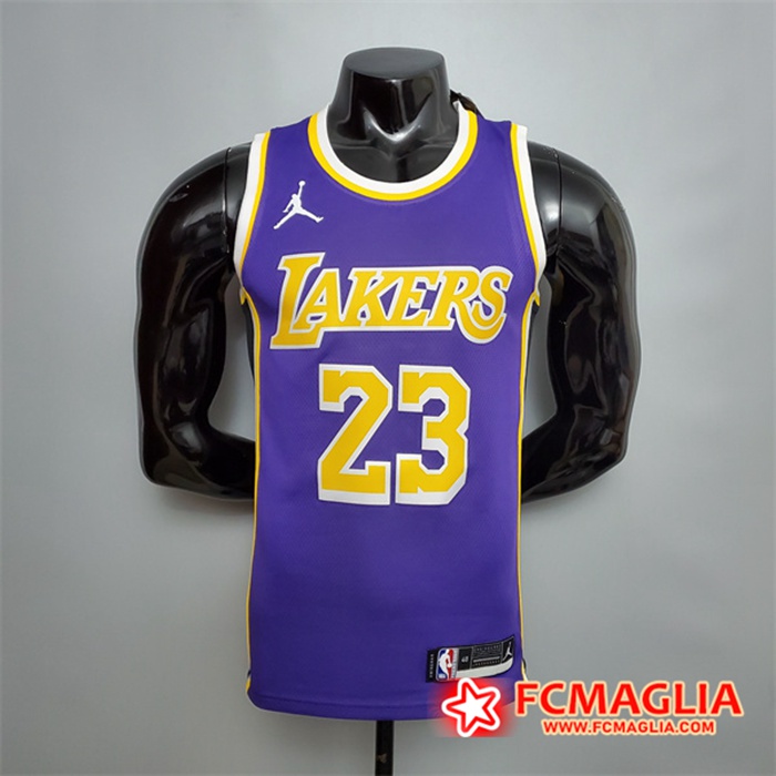 Maglia Los Angeles Lakers (James #23) Viola Theme Encolure Ronde