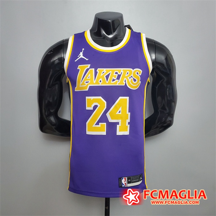 Maglia Los Angeles Lakers (Bryant #24) Viola Theme Encolure Ronde