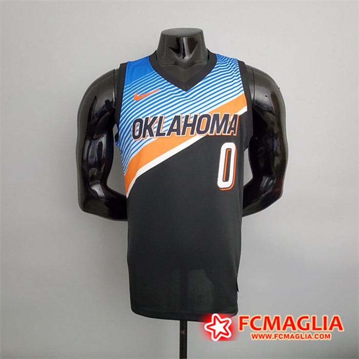 Maglia Oklahoma City Thunder (Westbrook #0) Nero City Edition